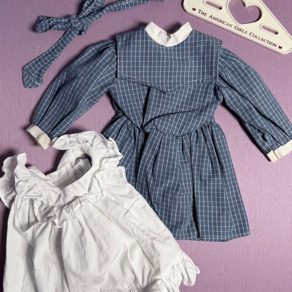 American Girl Samantha Play Dress Pinafore Pleasant Company Hair Bow Hanger